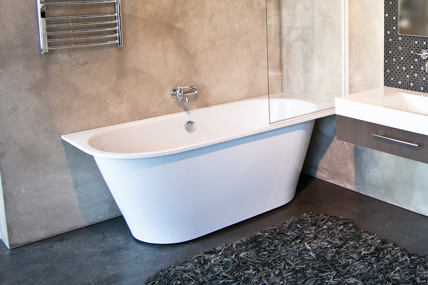 Aquatica Inflection BLWht™ Large Corner Cast Stone Bathtub