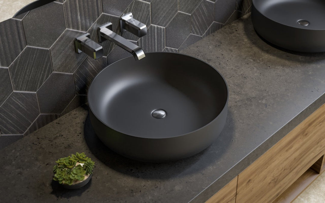 What is a bathroom sink made of?