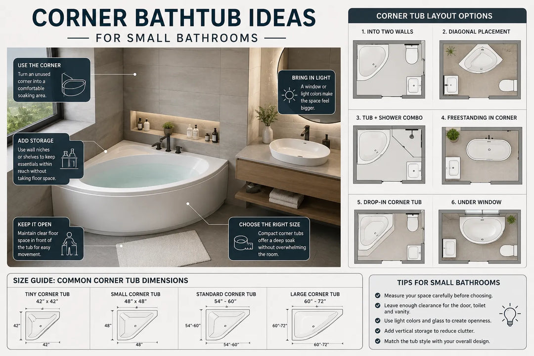 Corner tubs for Small Bathrooms: Sizes, Layout Ideas & Buying Guide