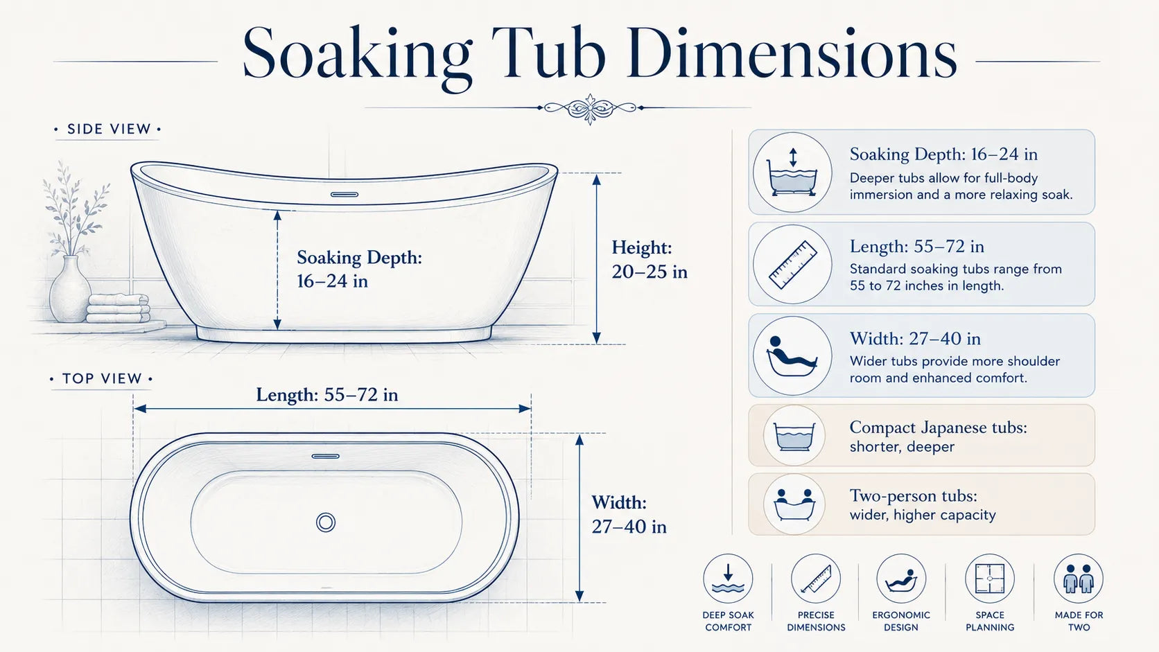 Soaking Tub Dimensions: Size, Depth and Fit Guide | Aquatica USA ...