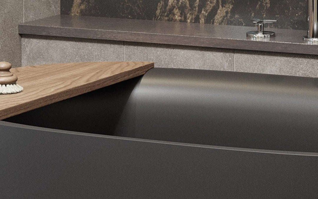 Sophia Black Freestanding Solid Surface Bathtub