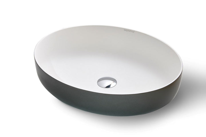 Aurora Gunmetal-White Oval Vessel Sink