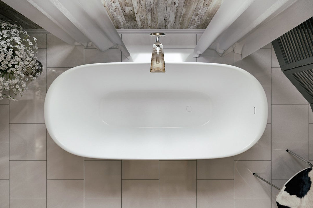 Lullaby Mini Black-White Freestanding Solid Surface Bathtub