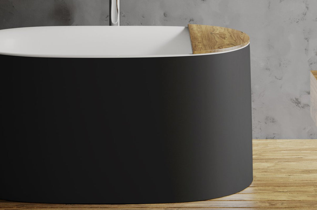 Sophia Black-White Freestanding Solid Surface Bathtub