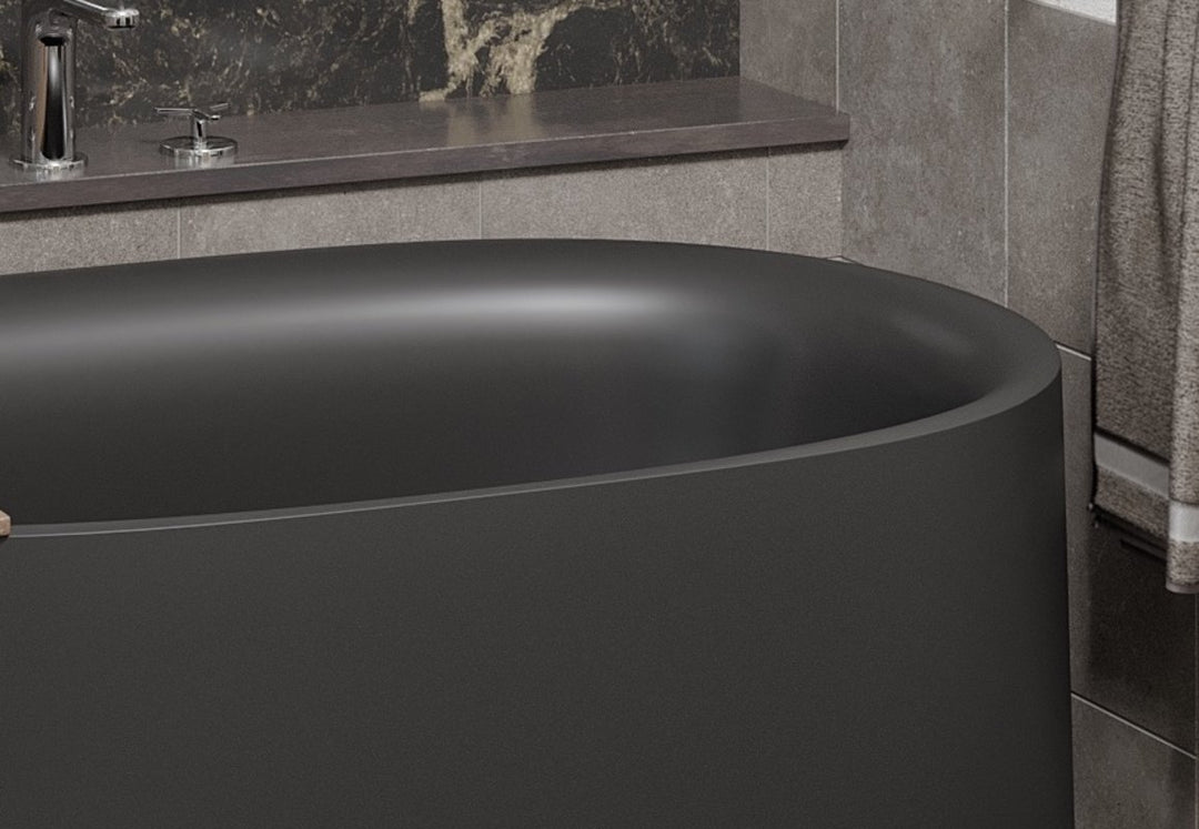 Sophia Black Freestanding Solid Surface Bathtub