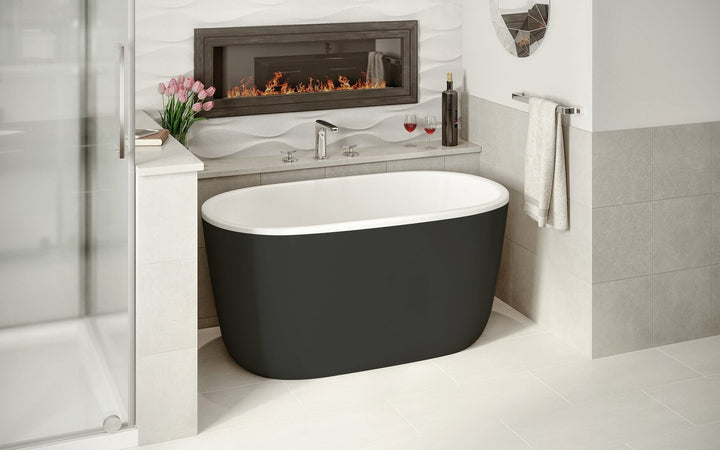 Lullaby Nano Black-White Freestanding Solid Surface Bathtub