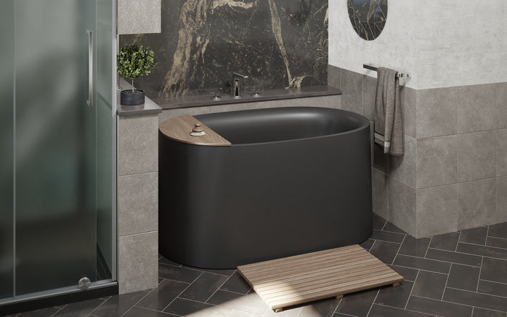 Sophia Black Freestanding Solid Surface Bathtub