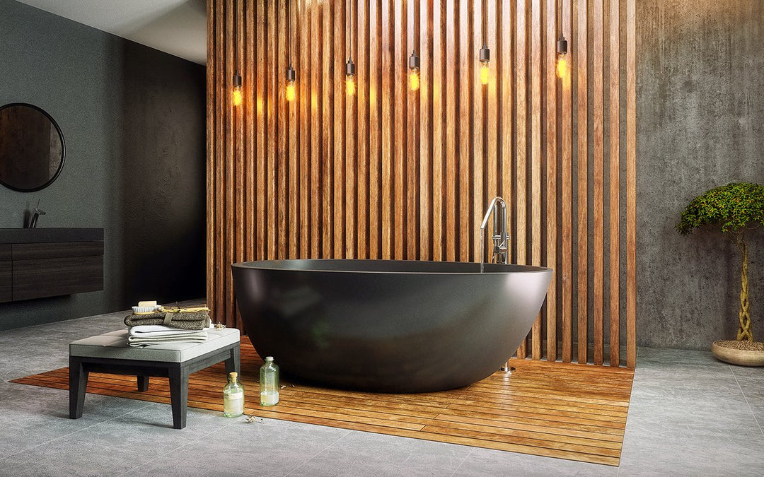 Spoon 2 Black Freestanding Solid Surface Bathtub