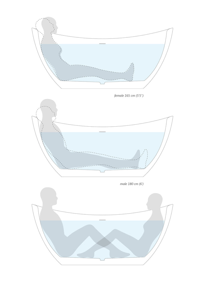 Lillian Black-White Freestanding Solid Surface Bathtub