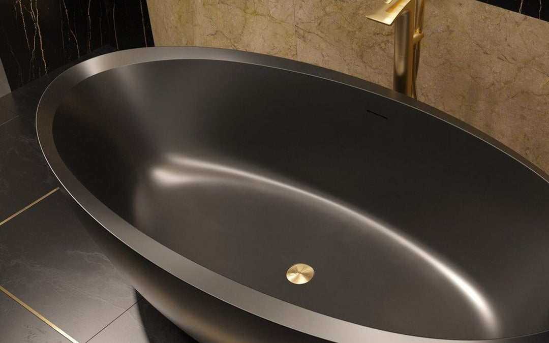 Illusion Black Freestanding Solid Surface Bathtub