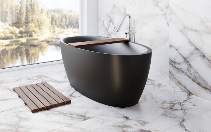 Sensuality Black Freestanding Solid Surface Bathtub