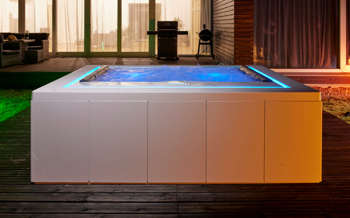 Downtown Infinity Spa w White Composite Siding (fmr. Maridur)