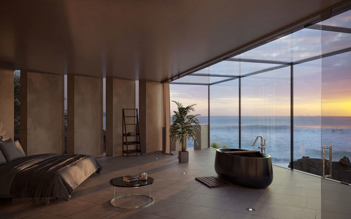 Leah Black Freestanding Solid Surface Bathtub