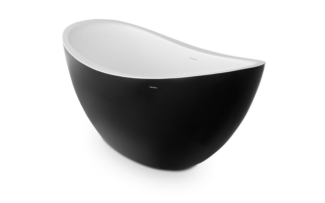 Lillian Black-White Freestanding Solid Surface Bathtub