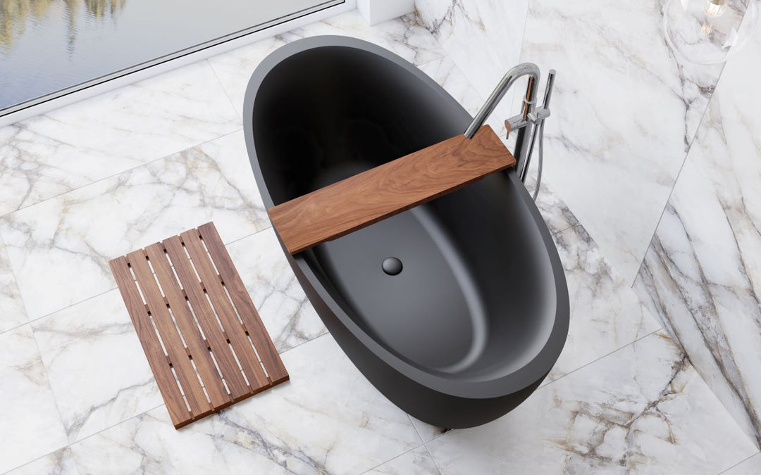 Sensuality Black Freestanding Solid Surface Bathtub