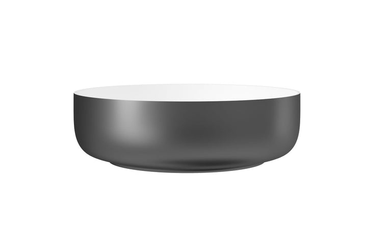 Aurora Gunmetal-White Round Stone Vessel Sink