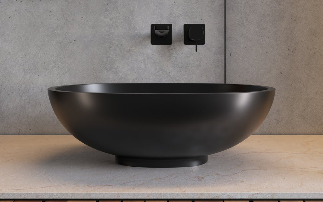 Karolina Black Oval Stone Vessel Sink