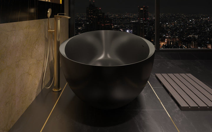 Illusion Black Freestanding Solid Surface Bathtub