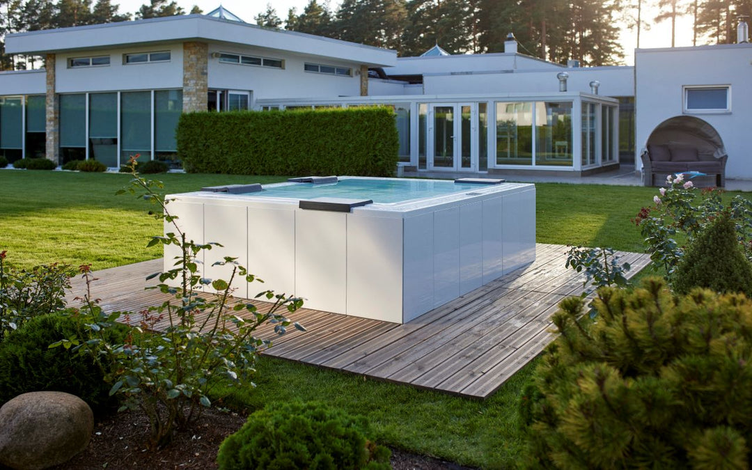 Vibe Infinity Spa w White Composite Siding (fmr. Maridur)