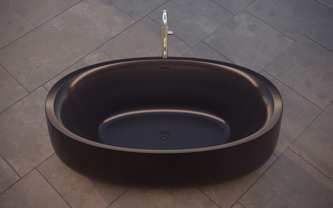 Leah Black Freestanding Solid Surface Bathtub