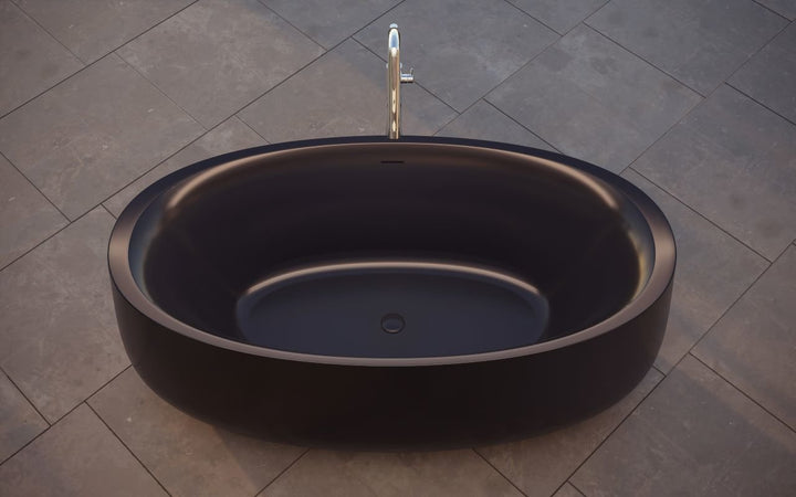 Leah Black Freestanding Solid Surface Bathtub