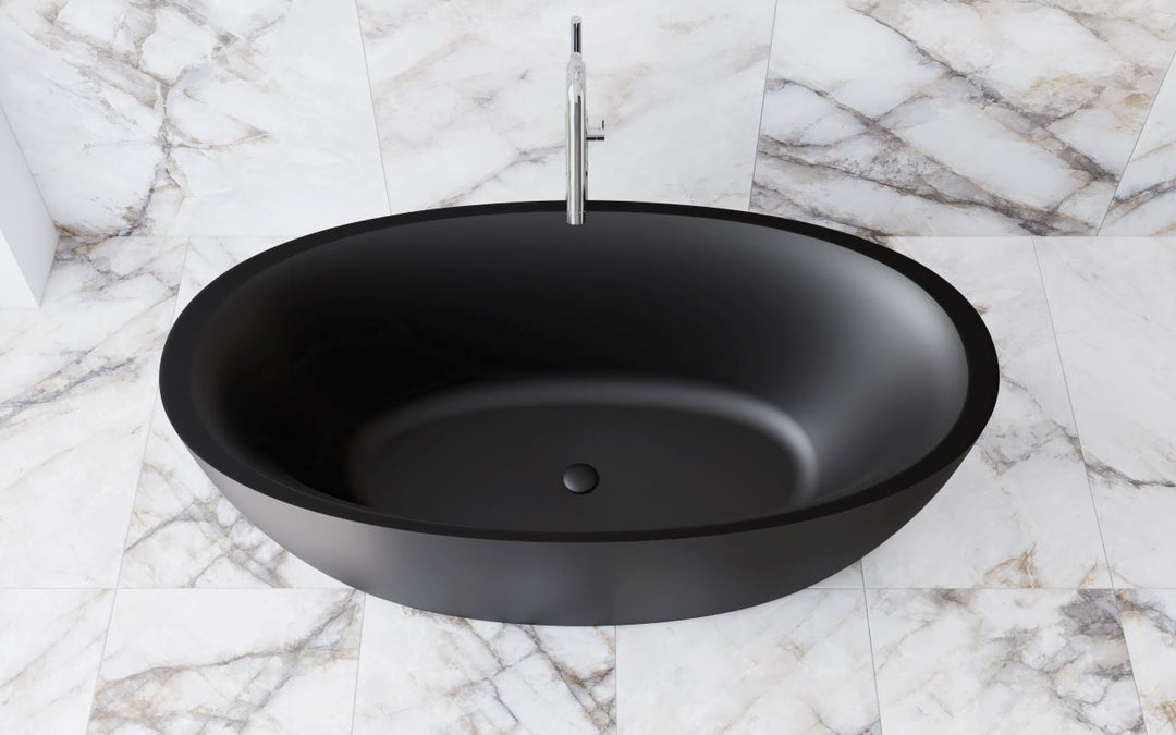 Sensuality Black Freestanding Solid Surface Bathtub