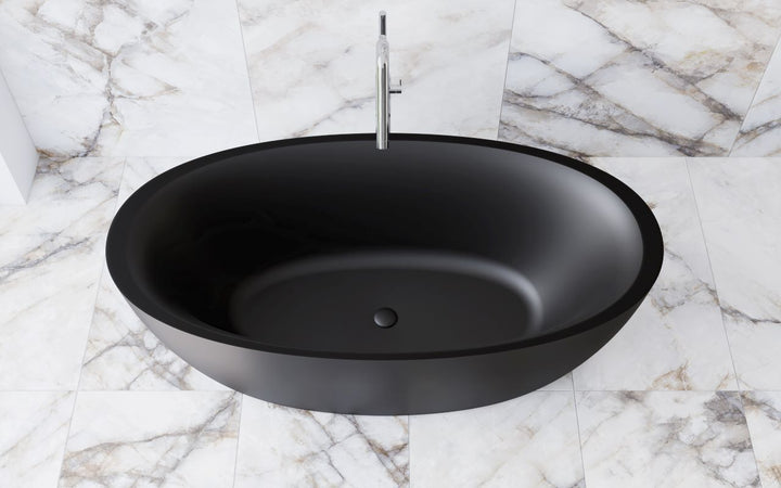 Sensuality Black Freestanding Solid Surface Bathtub