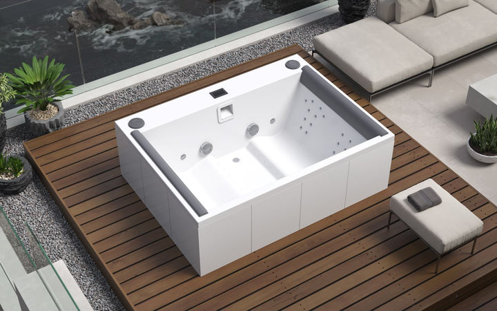 Downtown Spa with White Composite Siding (fmr. Maridur)