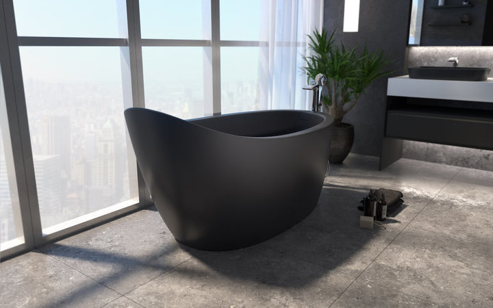 Emmanuelle 2 Black Freestanding Solid Surface Bathtub
