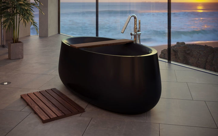 Leah Black Freestanding Solid Surface Bathtub