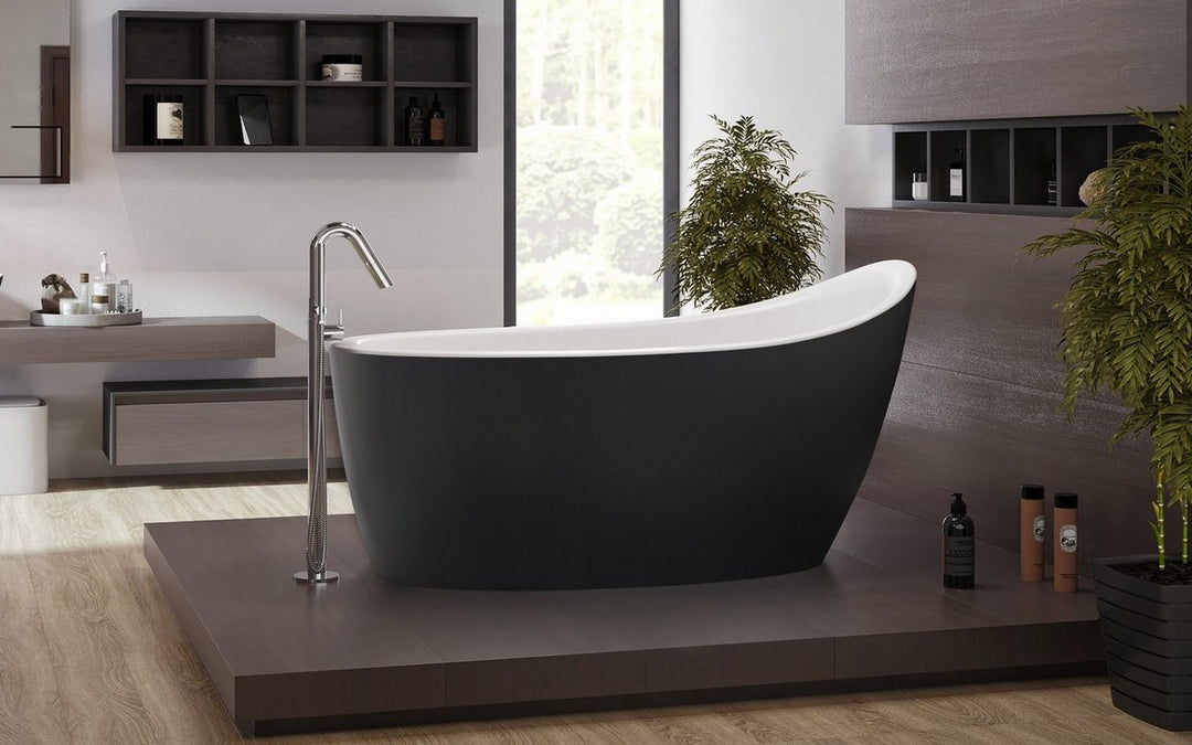 Emmanuelle 2 Black-White Freestanding Solid Surface Bathtub