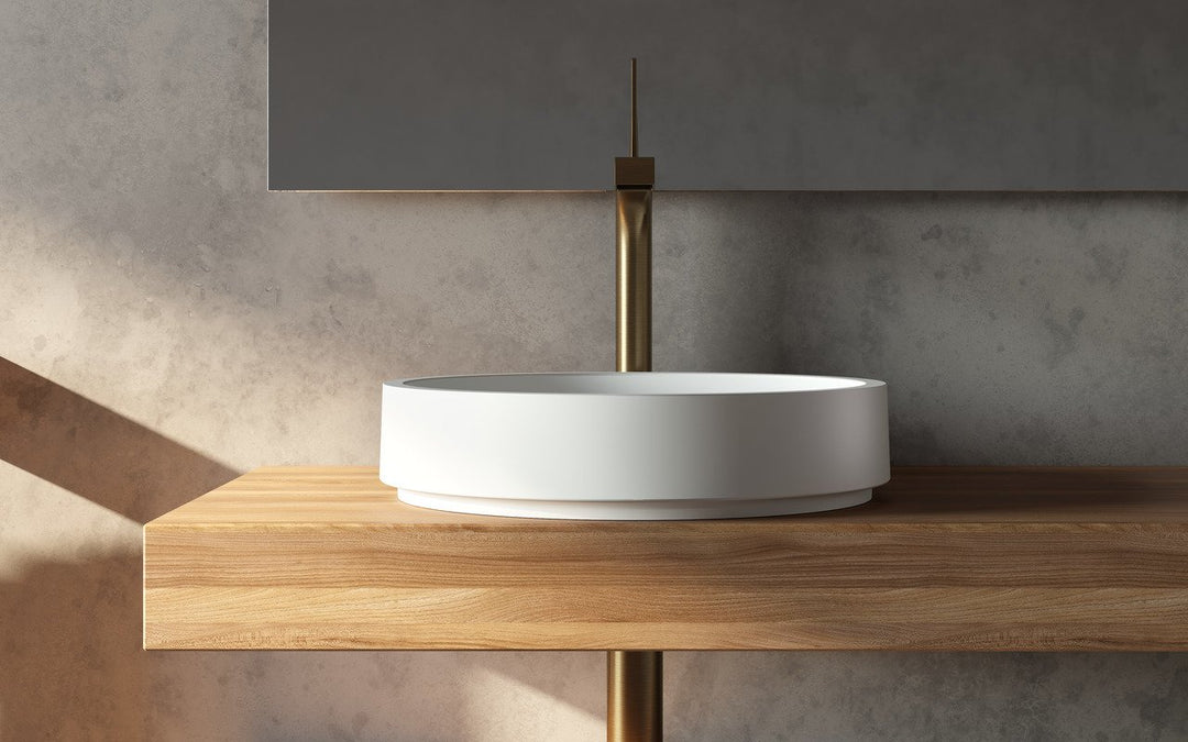 Solace-A White Round Stone Vessel Sink
