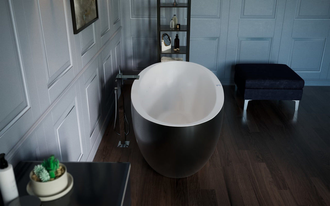 Sensuality Mini Black-White Relax Freestanding Solid Surface Bathtub