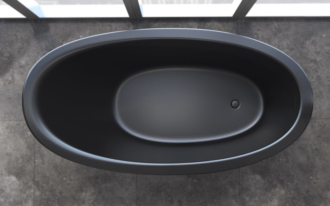 Emmanuelle 2 Black Freestanding Solid Surface Bathtub