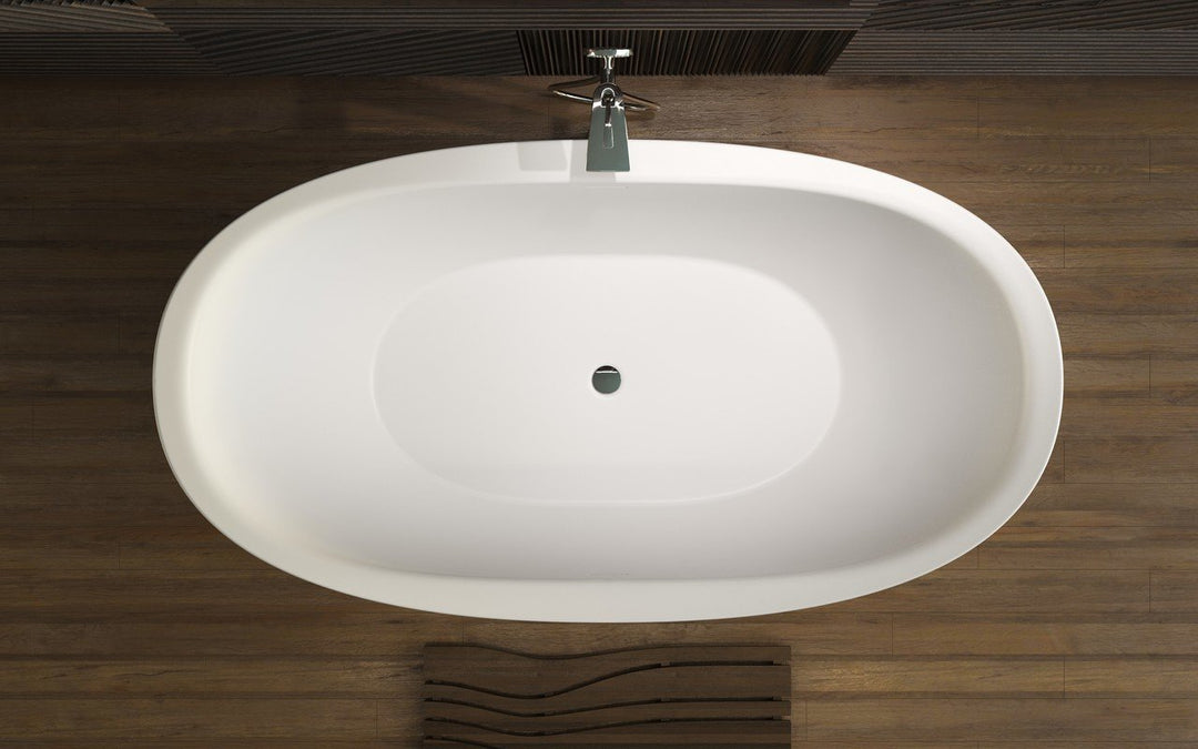 Lillian Black-White Freestanding Solid Surface Bathtub