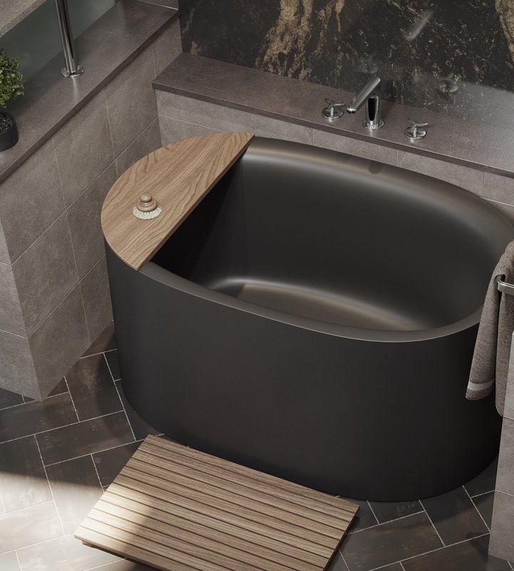 Sophia Black Freestanding Solid Surface Bathtub