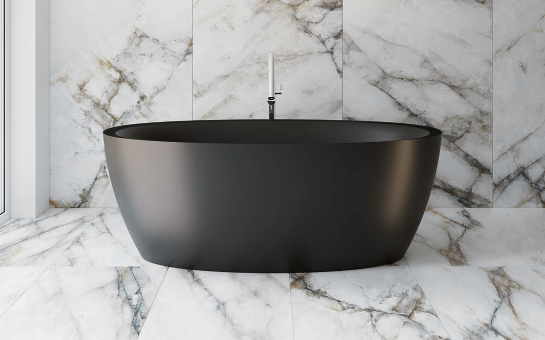 Sensuality Black Freestanding Solid Surface Bathtub