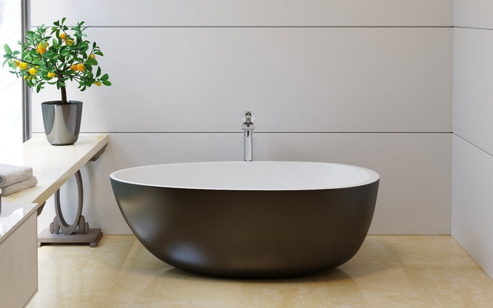 Spoon 2 Black-White Freestanding Solid Surface Bathtub