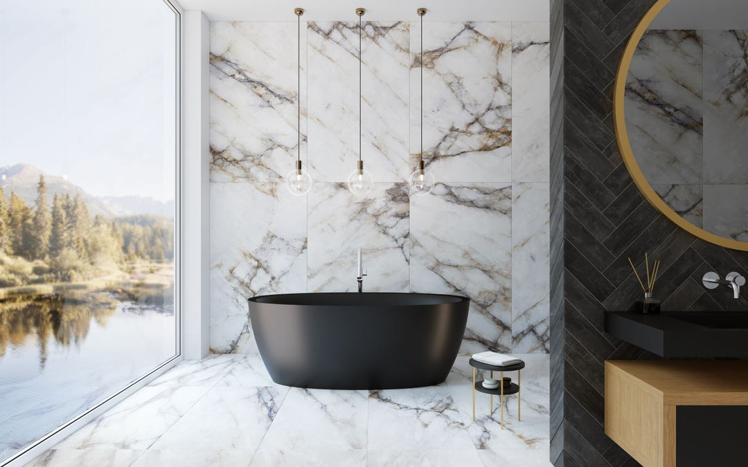 Sensuality Black Freestanding Solid Surface Bathtub