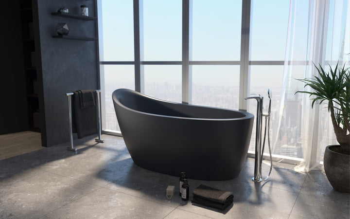 Emmanuelle 2 Black Freestanding Solid Surface Bathtub