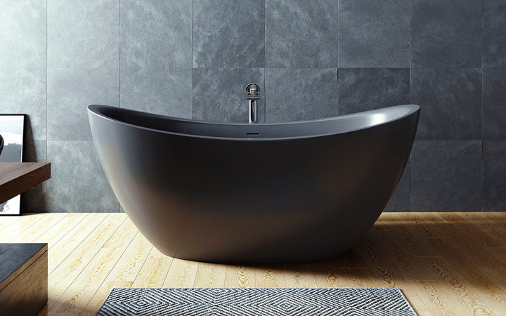 Lillian Black Freestanding Solid Surface Bathtub