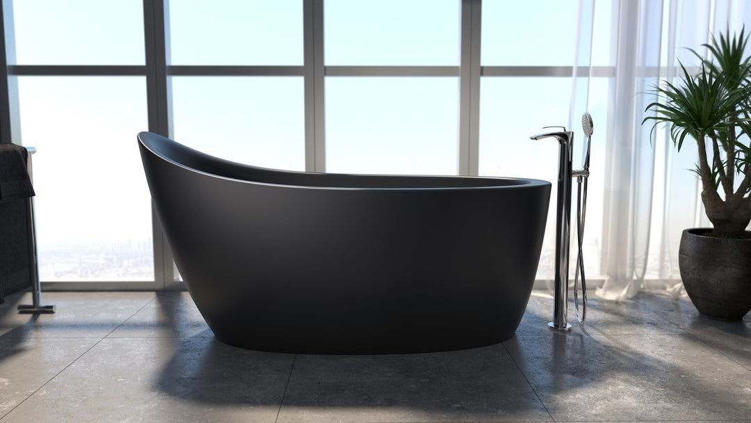 Emmanuelle 2 Black Freestanding Solid Surface Bathtub