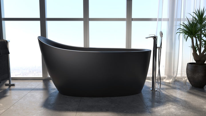 Emmanuelle 2 Black Freestanding Solid Surface Bathtub