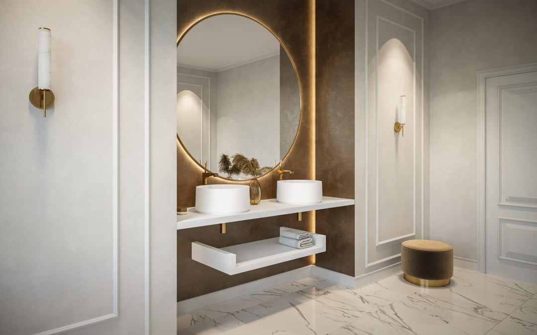 Solace-B White Round Stone Vessel Sink