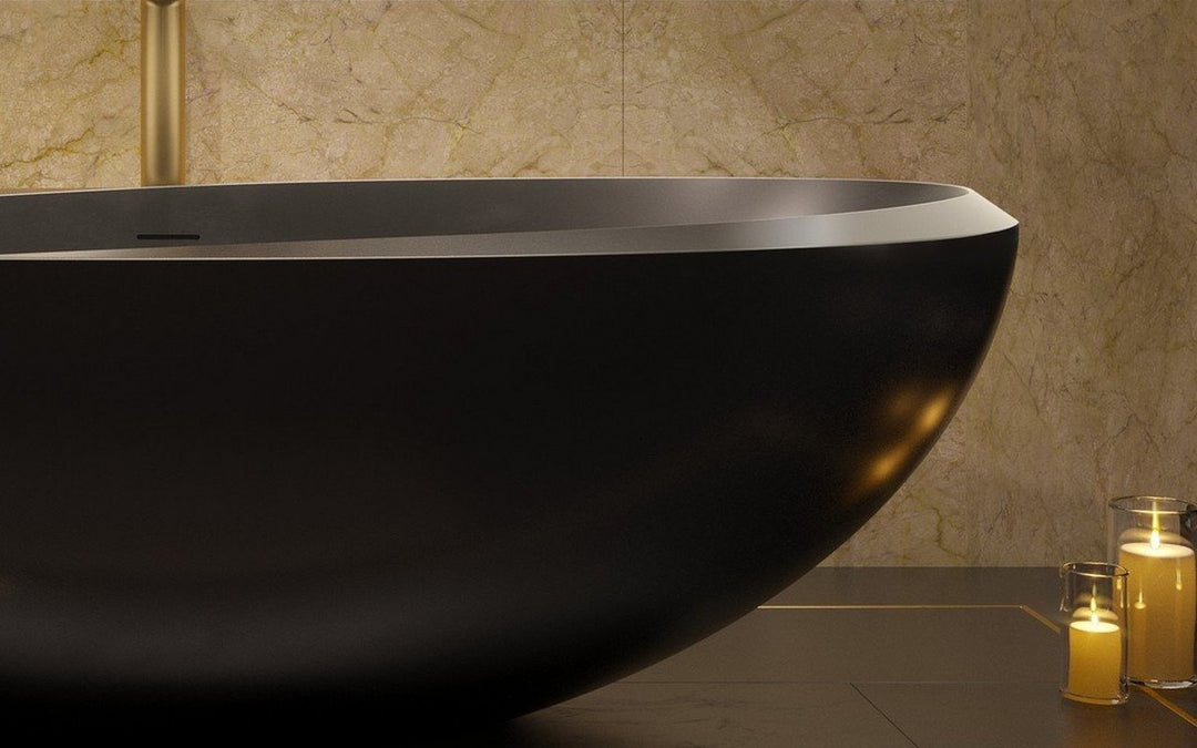 Illusion Black Freestanding Solid Surface Bathtub