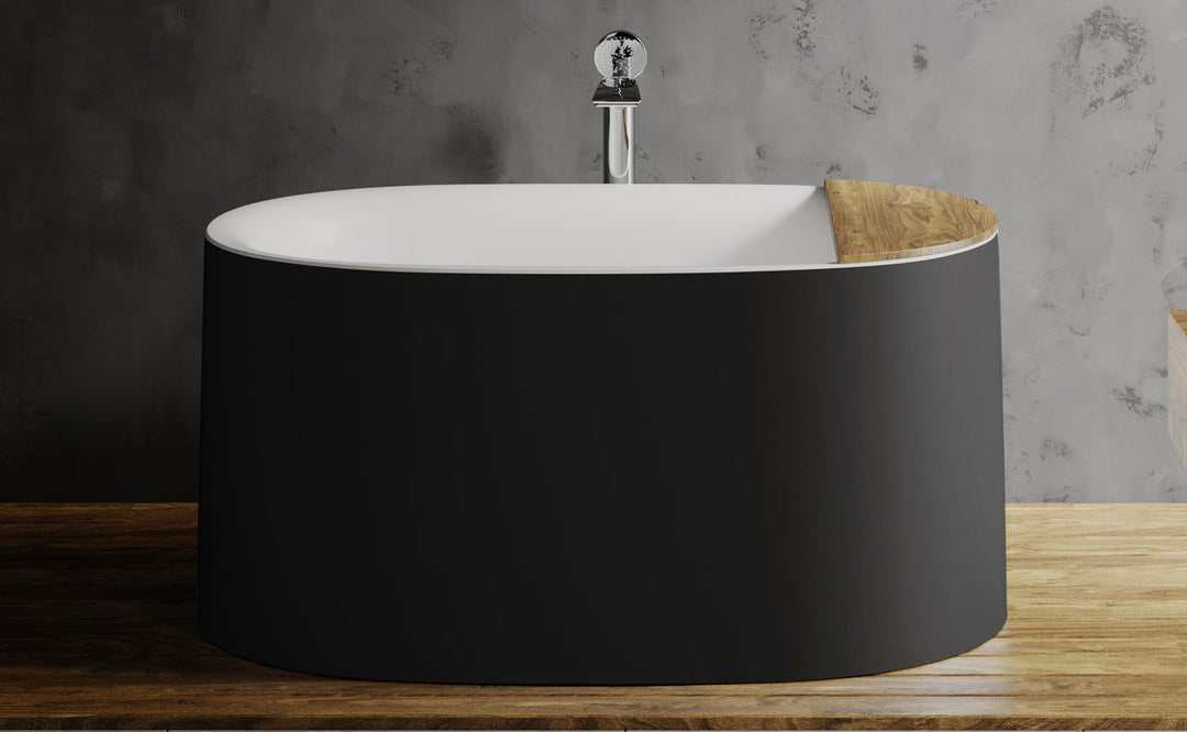 Sophia Black-White Freestanding Solid Surface Bathtub