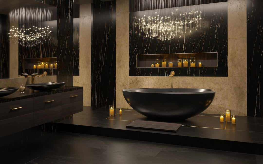 Illusion Black Freestanding Solid Surface Bathtub