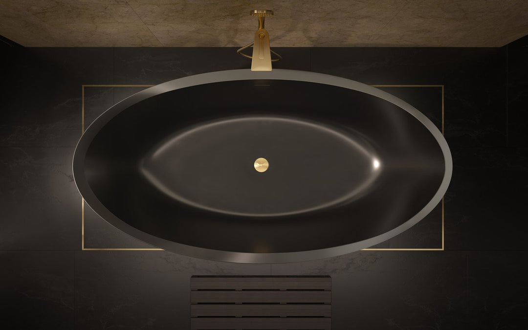 Illusion Black Freestanding Solid Surface Bathtub