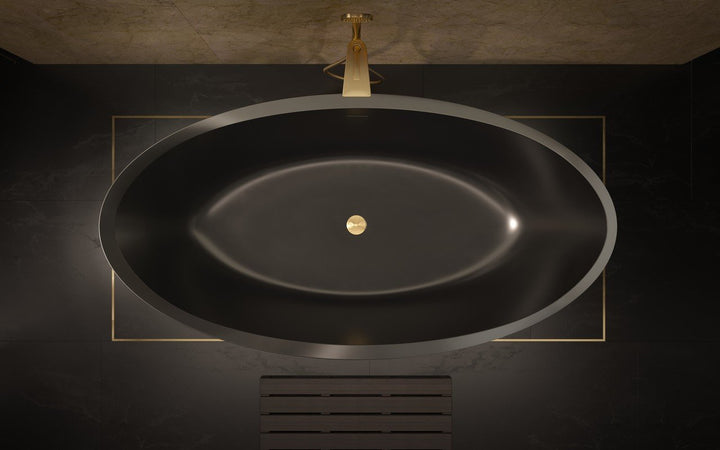 Illusion Black Freestanding Solid Surface Bathtub