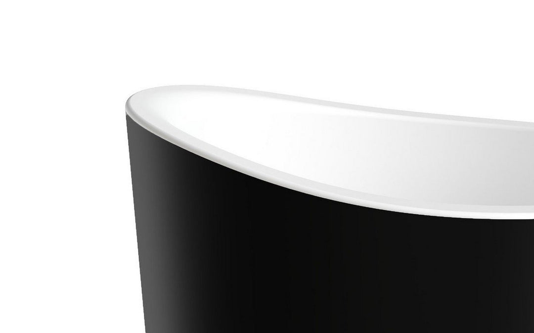 True Ofuro Mini Black-White Freestanding Solid Surface Bathtub
